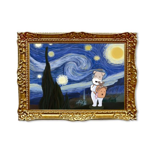 小鐵的遊樂園 Wirefoxterrier 剛毛獵狐梗 梗梗相框磁鐵 星空