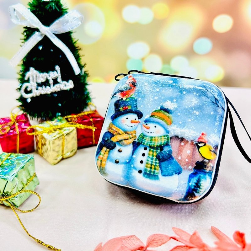 [Handmade] Christmas Snowman & Bird – AirPods/Pro Headphone Case Small Storage Box - Headphones & Earbuds Storage - Other Metals Multicolor