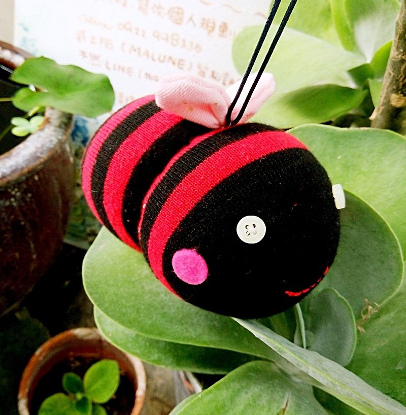 Striped red ★ worker bee ★ bee - Stuffed Dolls & Figurines - Cotton & Hemp Red