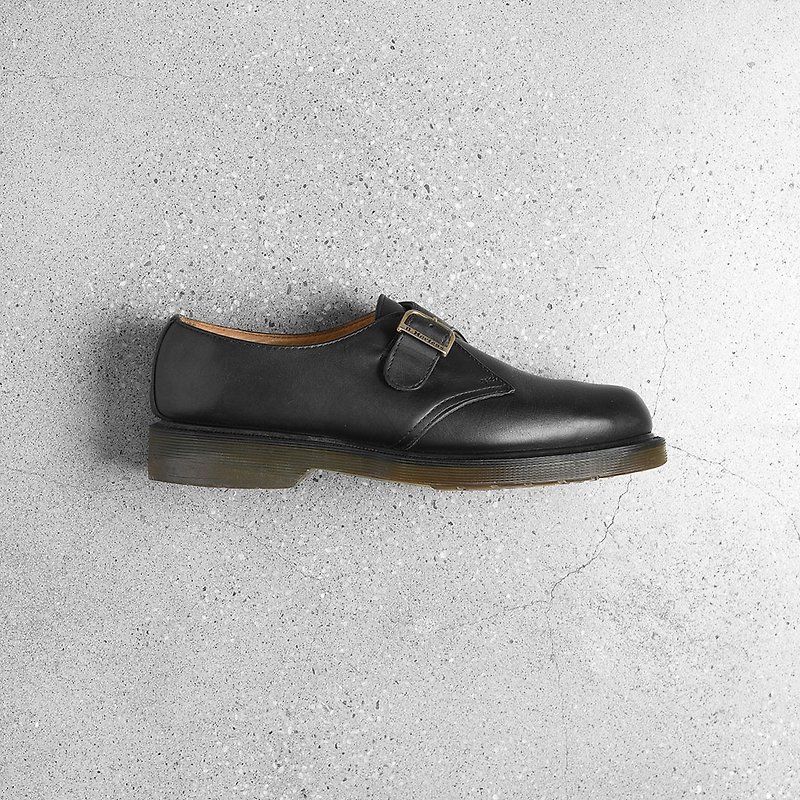 英製孟克馬汀鞋 UK9  /Vintage古著 - 男款皮鞋 - 真皮 黑色