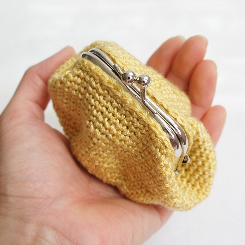 Cotton & Hemp Toiletry Bags & Pouches Yellow - Ba-ba handmade☆crochet coinpurse (No.C528）