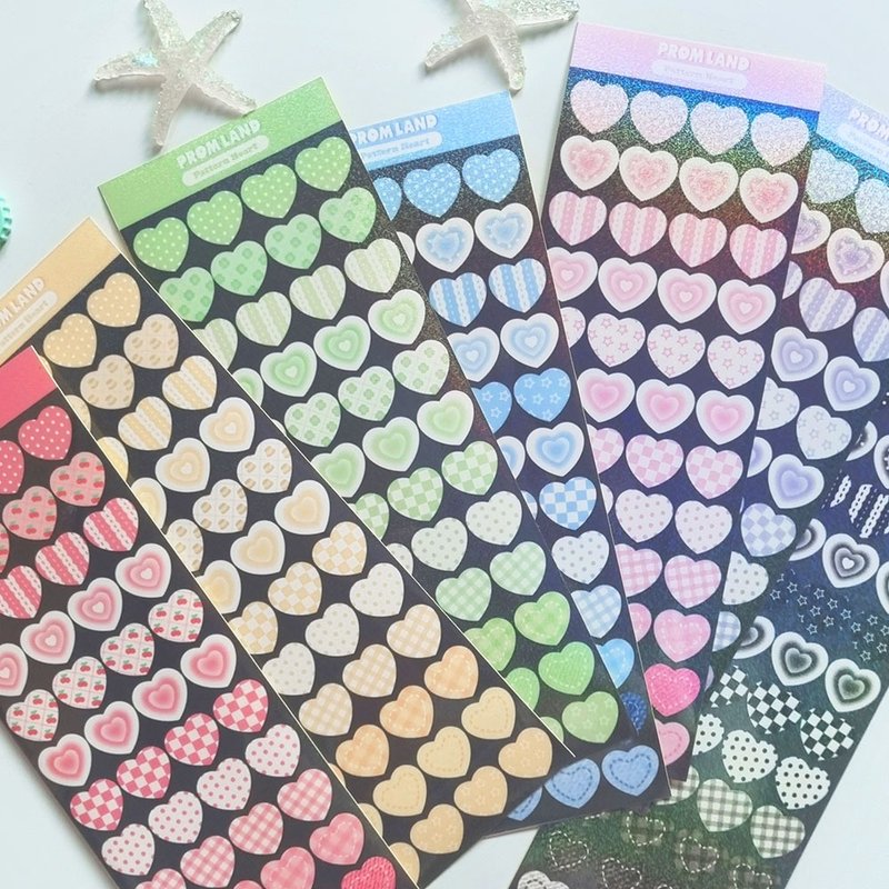 Pattern Heart Deco korea stickers pack - 貼紙 - 其他材質 多色