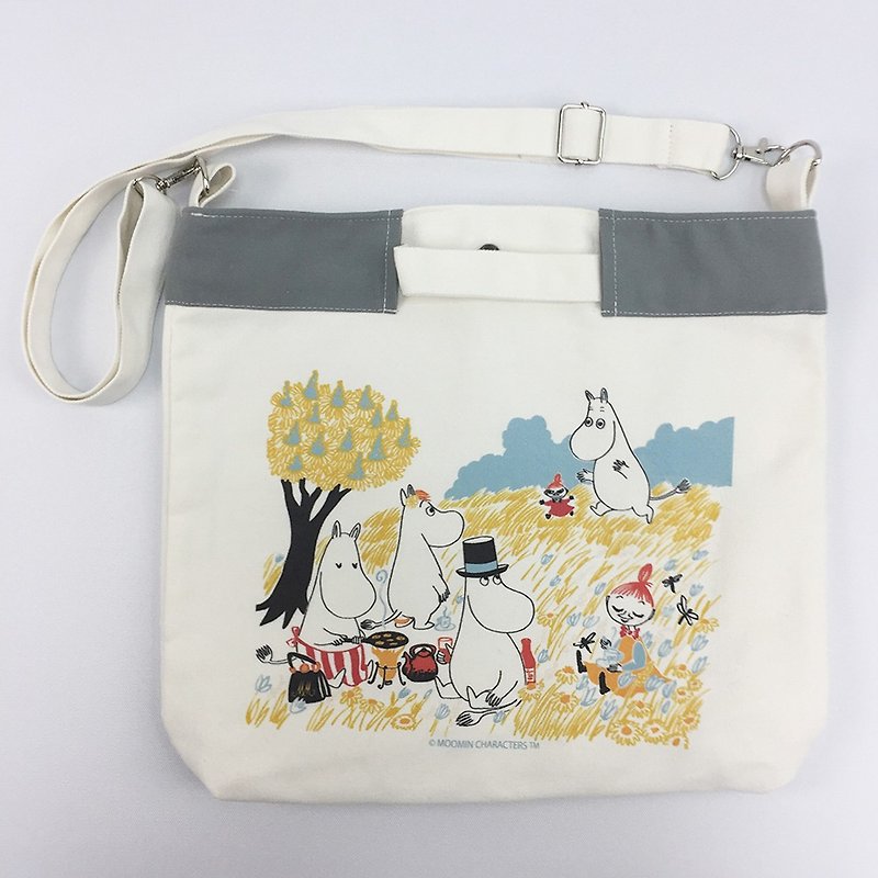 Moomin 噜噜 Mi Authorization-Wen Qing Style Shoulder Bag (White) - Messenger Bags & Sling Bags - Cotton & Hemp Multicolor