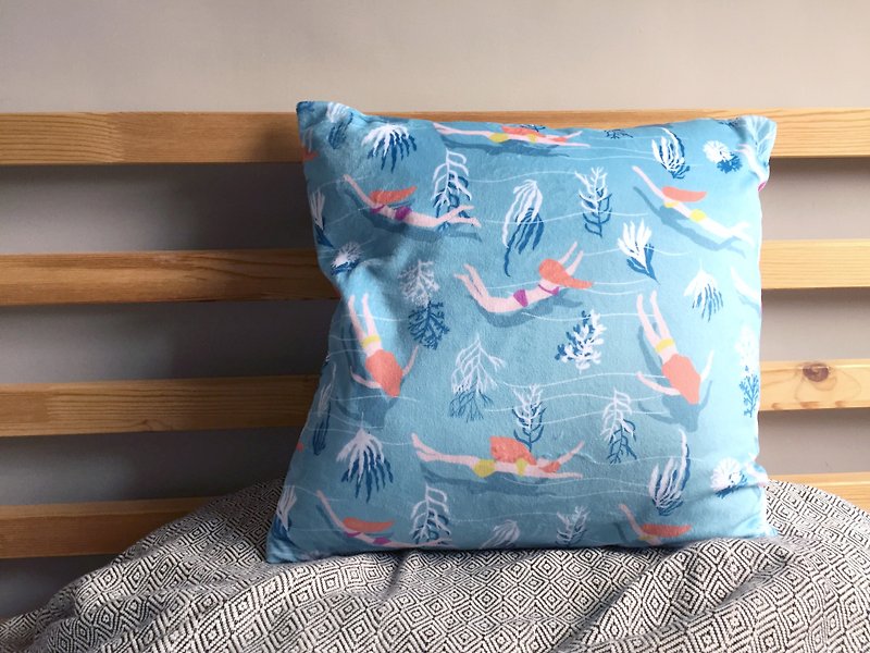 Swimming girl pillow fluffy pillow - with pillow - Pillows & Cushions - Polyester Blue