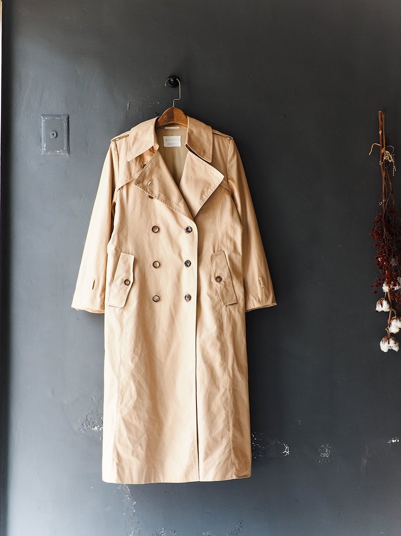 River tide_coat dustcoat jacket coat oversize vintage - เสื้อสูท/เสื้อคลุมยาว - ผ้าฝ้าย/ผ้าลินิน สีกากี