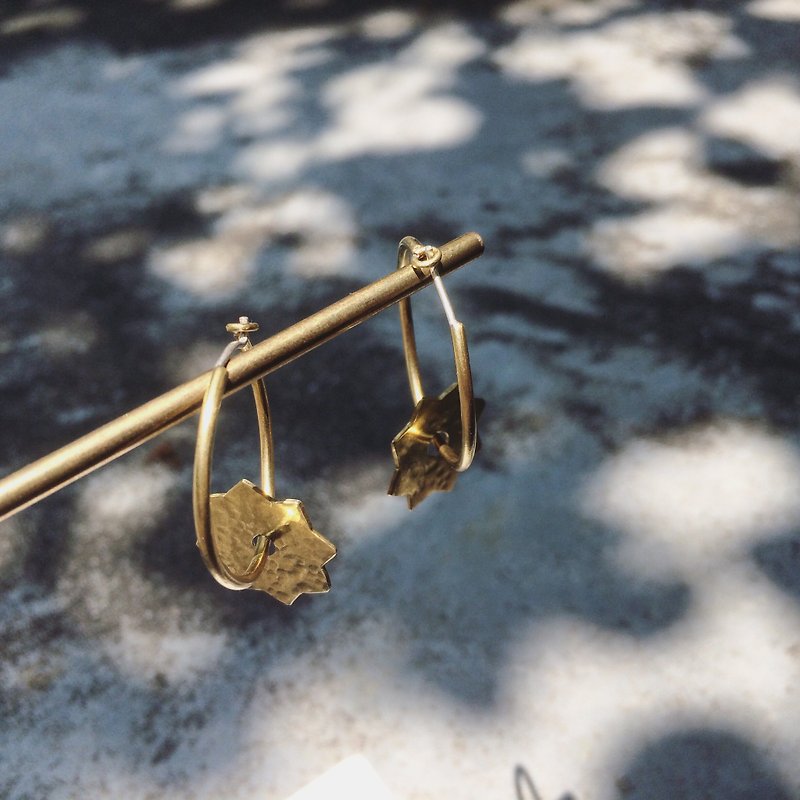 Brass hoop earrings II 925 silver post II Cosmic hoop earrings