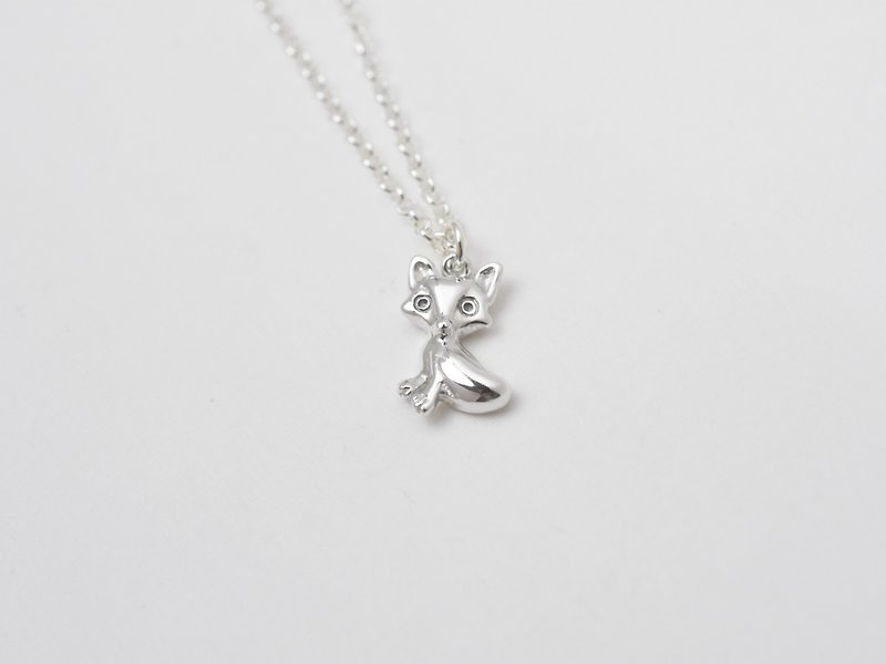 小狐狸 | 細項鍊 925純銀 立體動物 手工銀飾 情人禮物 - 項鍊 - 純銀 銀色
