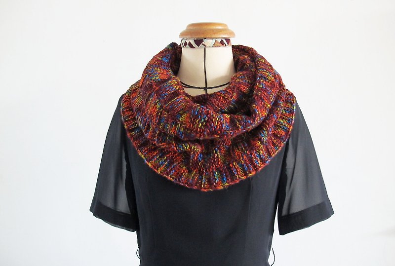 Lan wool scarf (color yarn orange) - ผ้าพันคอถัก - เส้นใยสังเคราะห์ สีส้ม