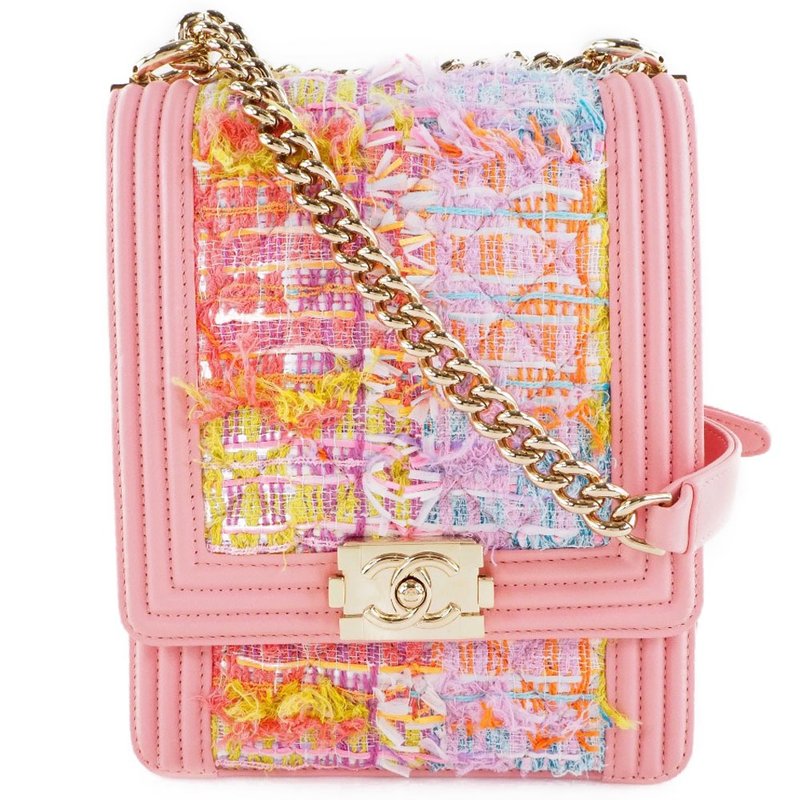 【日本直送】シャネル CHANEL チェーンショルダー ボーイシャネル ココマーク AS0130 ツイード×ラムスキン ピンク レディース【中古】 - 側背包/斜背包 - 棉．麻 粉紅色