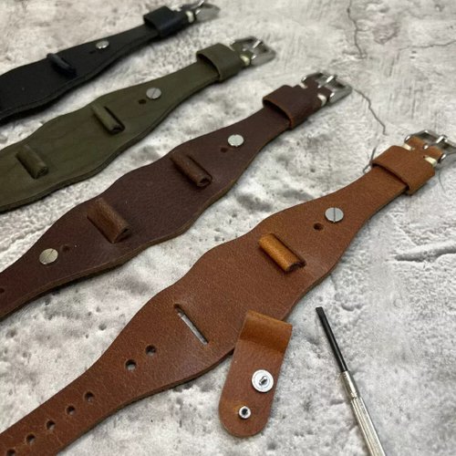 Timeless Leather Timeless Watchband 手工復古牛皮真皮男士錶帶 16/18/20MM