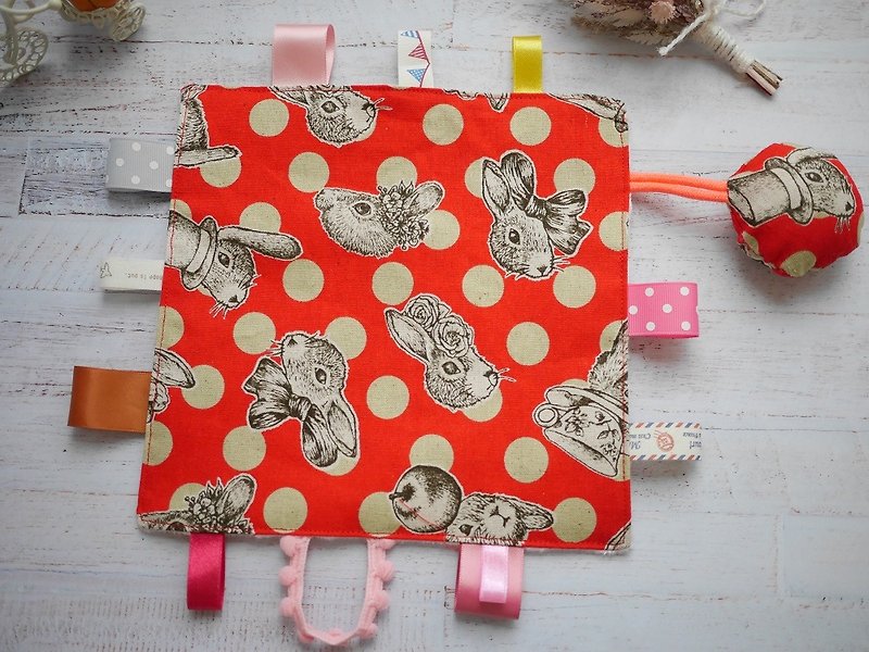 Rabbit comforting towel. Tags pacify the towel - Other - Cotton & Hemp Red