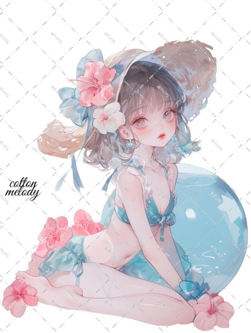 original sticker no.6716 人物ステッカー オリジナルステッカー 人物ステッカー 女の子ステッカー オリジナル人物ステッカー - 貼紙 - 紙 