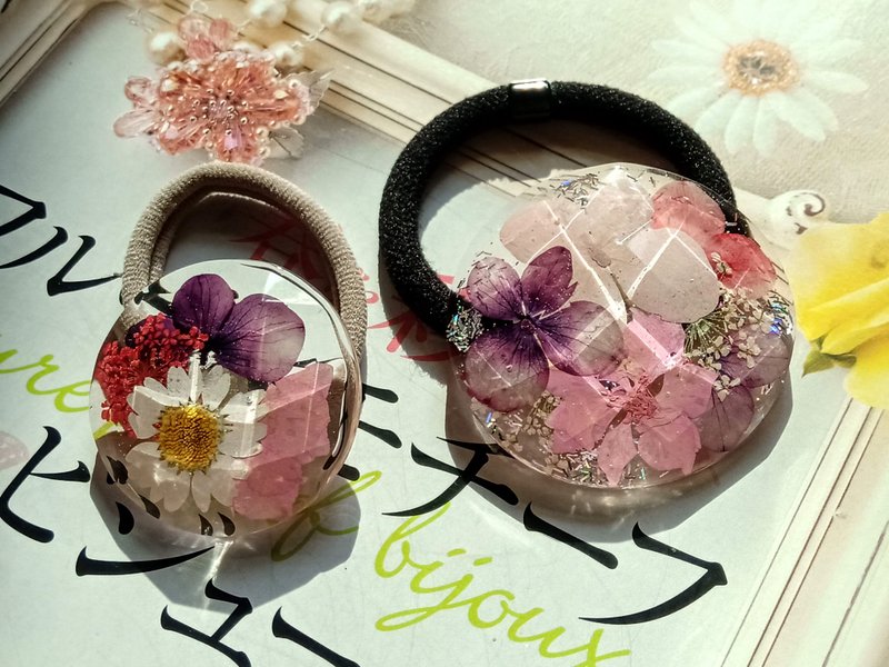 手作押花飾品,髮帶飾品, 花漾髮帶 - 髮夾/髮圈 - 樹脂 白色