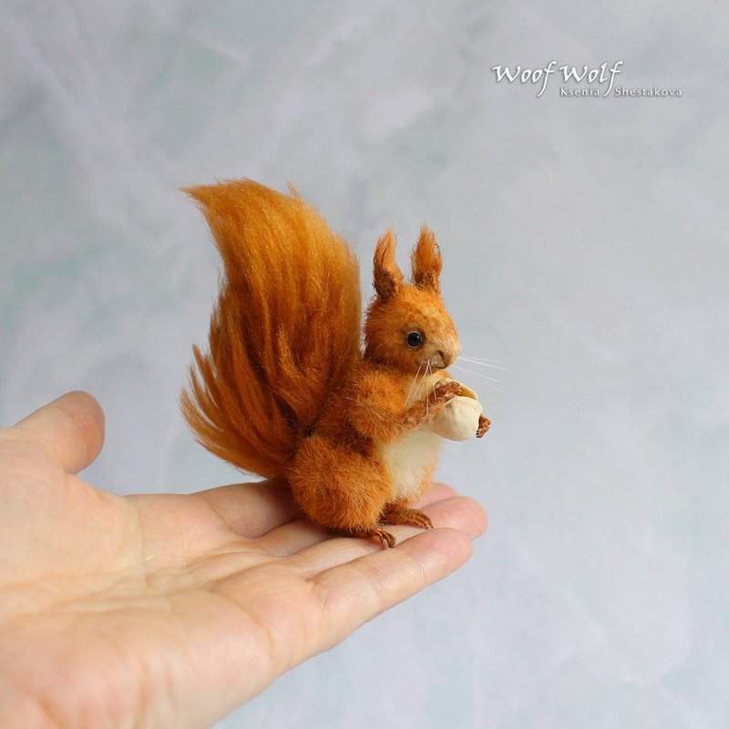 Squirrel. Miniature realistic handmade toy - 玩偶/公仔 - 其他材質 橘色