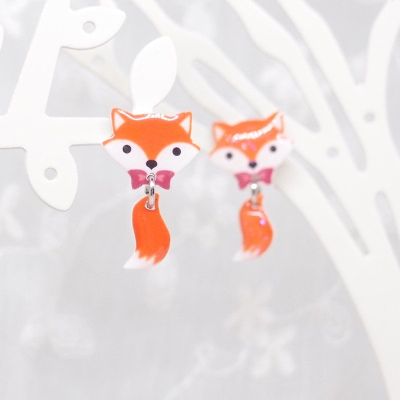 Plastic Earrings & Clip-ons Orange - Fox Garden Handmade Little Fox Earrings/Earrings/Earrings/ Clip-On Christmas Gifts Exchange Gifts Birthday Gifts**If not specified, they will be shipped as transparent Clip-On**