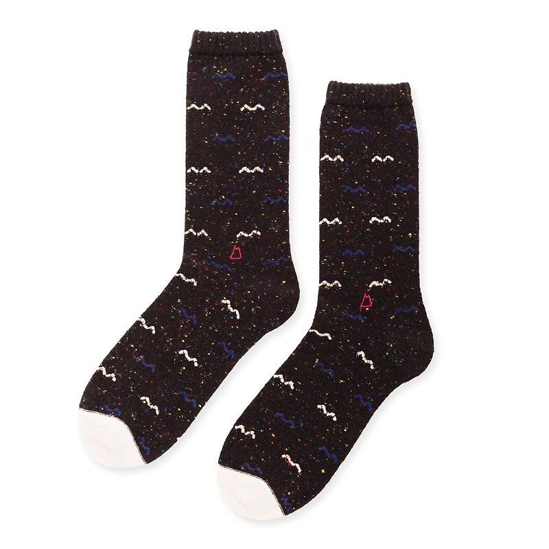 Cotton & Hemp Socks Black - /delicate Gentlemen's Check Socks, Comfortable Cotton Socks, Mount Fuji Graphic