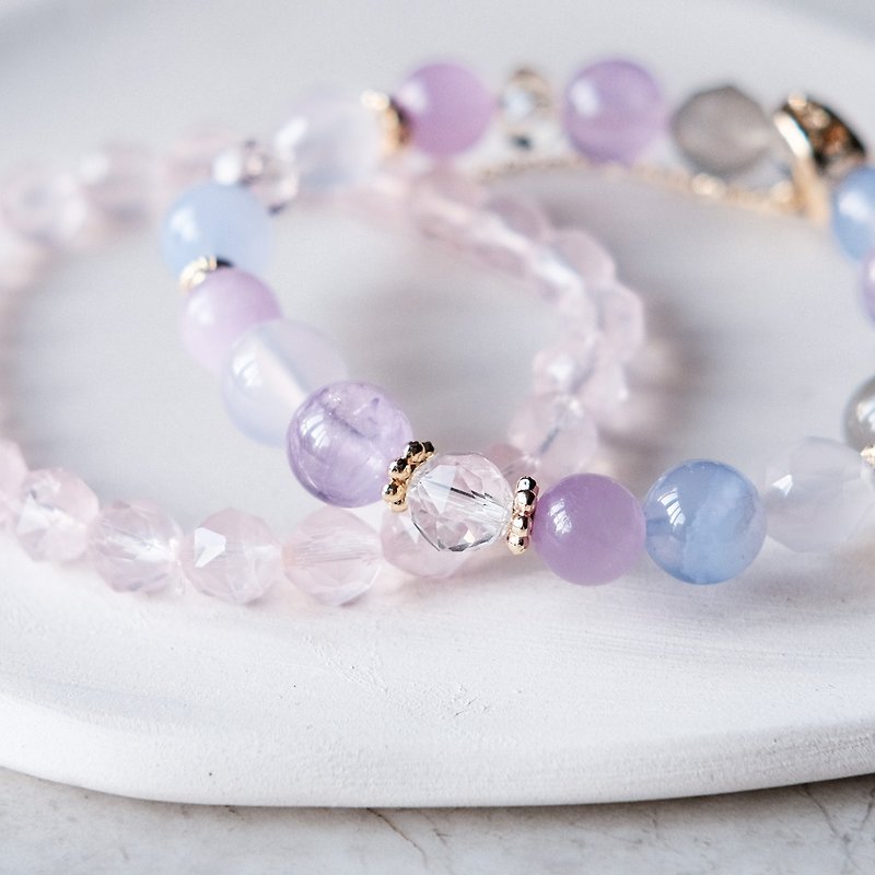 Emiliana Bracelet Moonstone Carnelian Amethyst Designer Bracelet Lithium Quartz - Bracelets - Crystal Purple