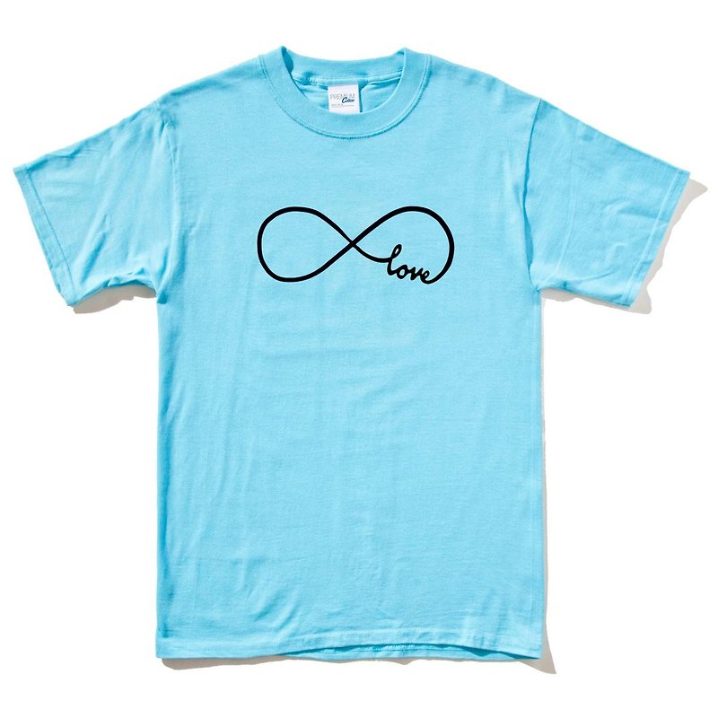 Forever Love infinity short-sleeved T-shirt water blue true love forever eternal love Wenqing art design fashionable text