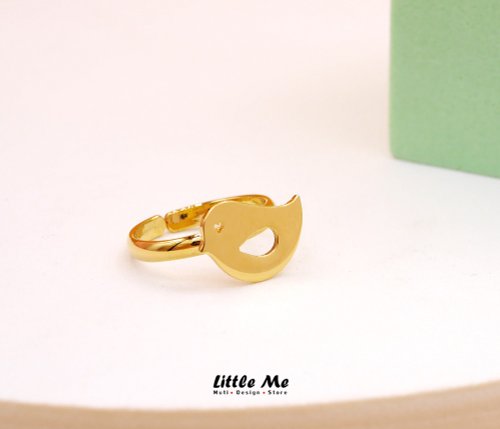 Littleme 手工製作的小鳥戒指 玫瑰金或 18k 鍍金黃銅