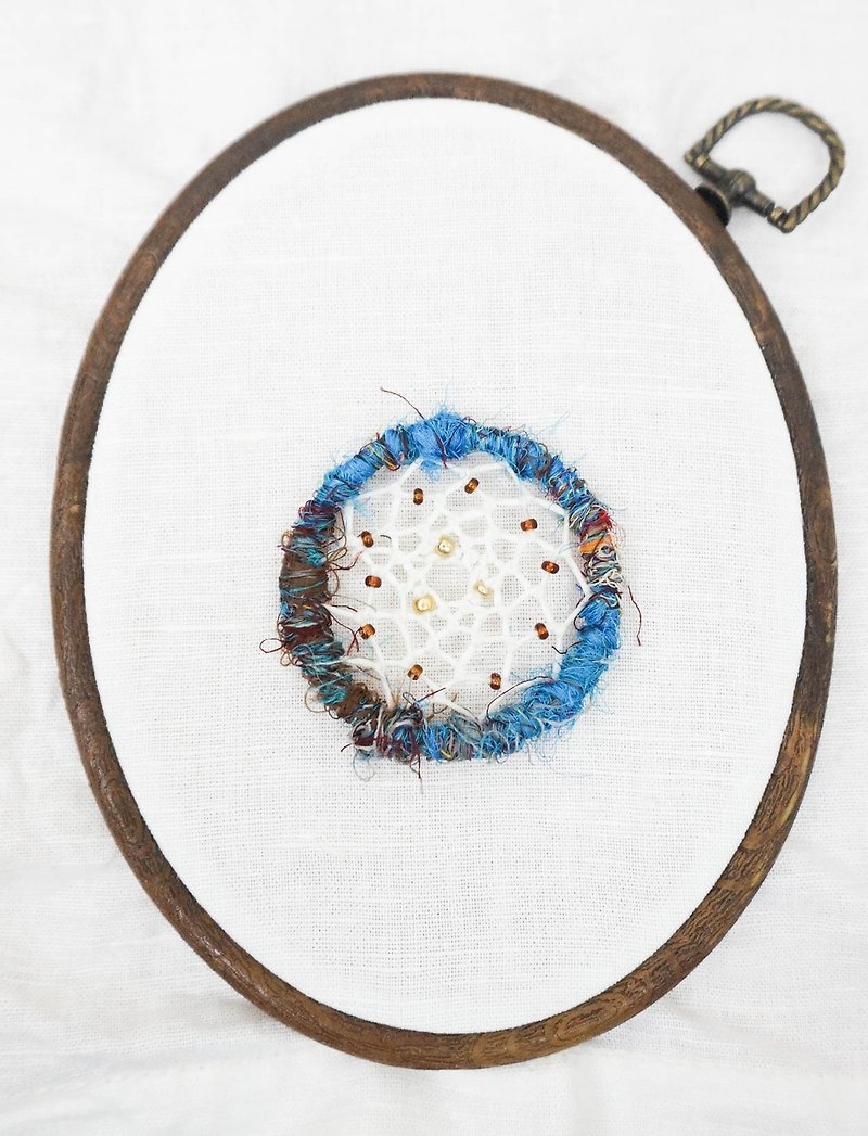 Handmade Saris Dream Catcher Key Ring | Zen - ที่ห้อยกุญแจ - ผ้าไหม สีน้ำเงิน