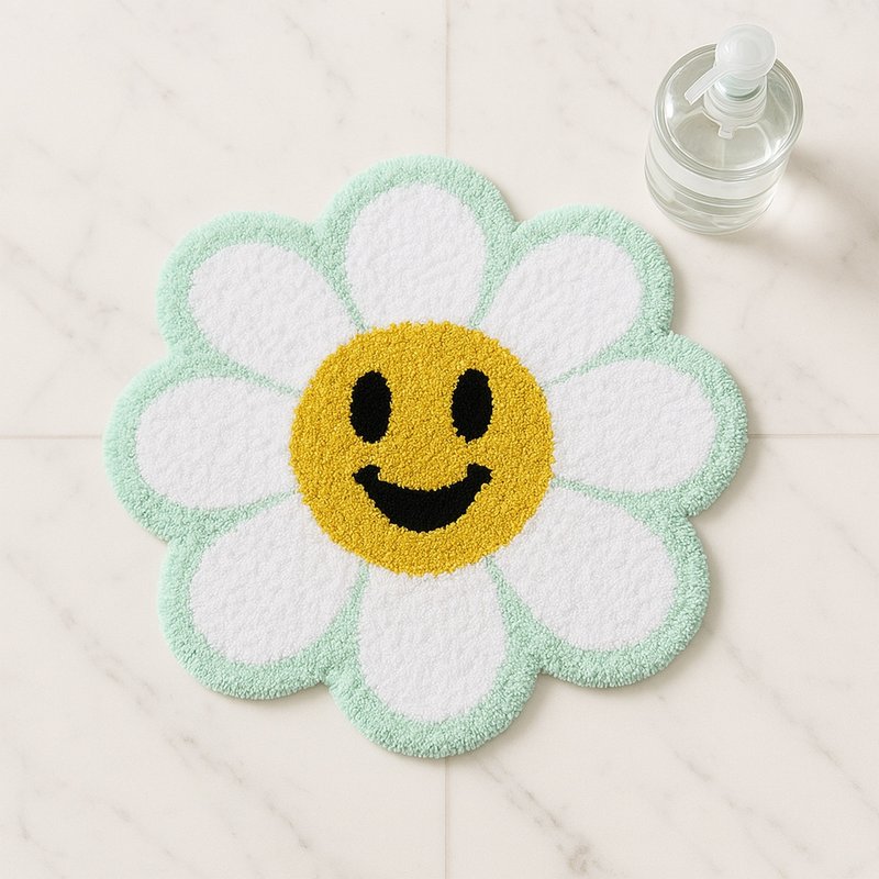 Cute Flowers Tufted Bath Rug Cute Absorbent Non-slip Floor Mat Rug for Barhroom - พรมปูพื้น - เส้นใยสังเคราะห์ หลากหลายสี