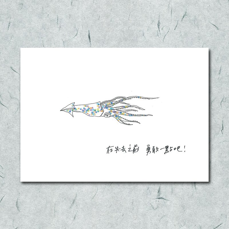 Animal 39/ Circle/ Squid/ Hand-painted/Card Postcard