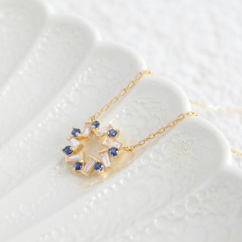 JEWELRY and PEARL FUKUDA - Laurier - 鑽石和藍寶石吊墜 日本製造