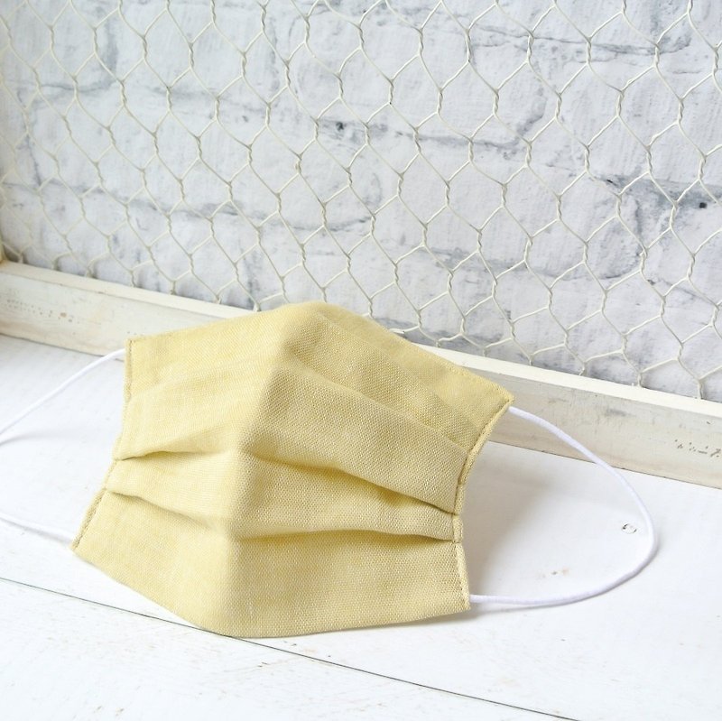 For Men | Smooth breathing handmade mask | Plain Mustard | Made in japan - Face Masks - Cotton & Hemp Yellow