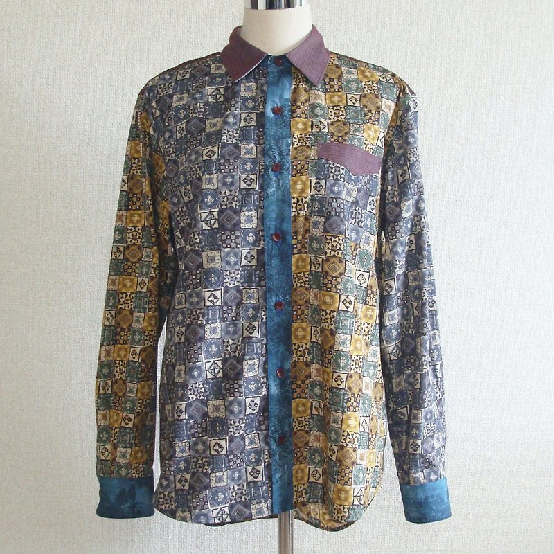 アーティストデザインシャツ　029　世界で1枚の個性的なシャツ - 男襯衫/休閒襯衫 - 棉．麻 多色