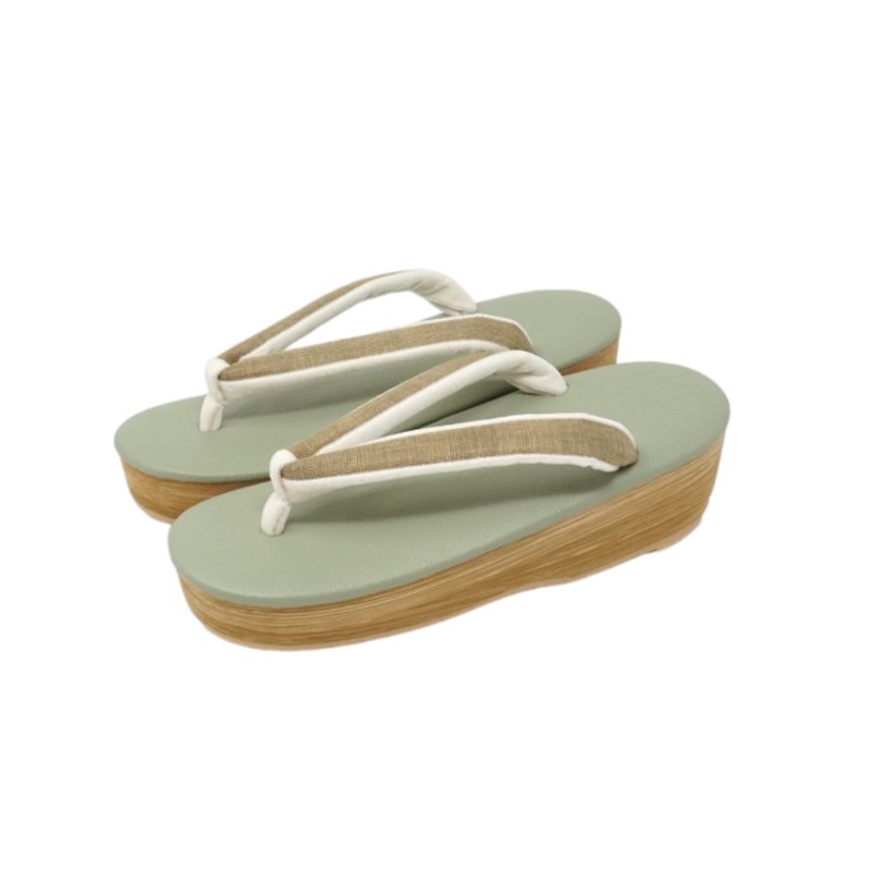 Zori sandals Hemp thong pistachio green - รองเท้าแตะ - หนังเทียม สีเขียว