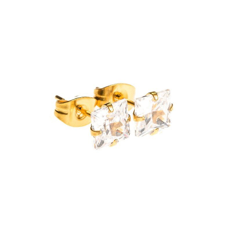 MISTER SQUARE STUD Earrings Set - Gold - Earrings & Clip-ons - Gemstone Gold