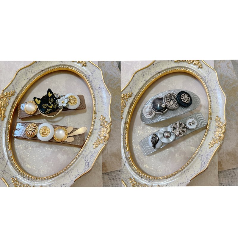 wow Handmade復古鈕扣彈簧壓夾 髮飾 - 髮夾/髮圈 - 壓克力 
