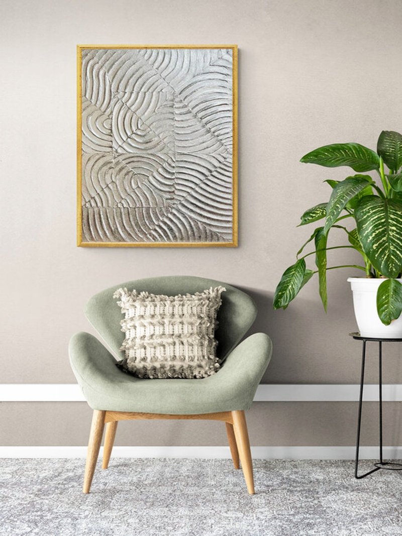 Abstract Relief Oil Painting on Canvas Wall Picture for Living Room - 壁貼/牆壁裝飾 - 棉．麻 透明
