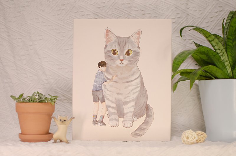 custom-made portrait: cuddle your huge pet (in canvas Print) - Posters - Other Materials White