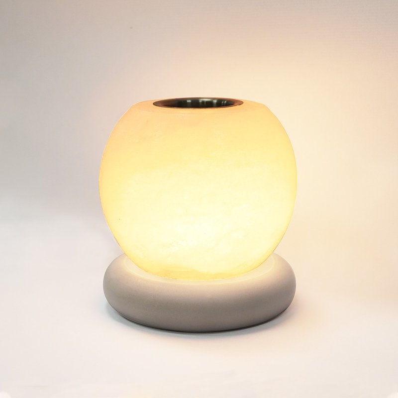 Small essential oil lamp I Small white salt ball I Healing the soul I Yoga and SPA space lighting I Salt lamp - โคมไฟ - วัสดุอื่นๆ ขาว