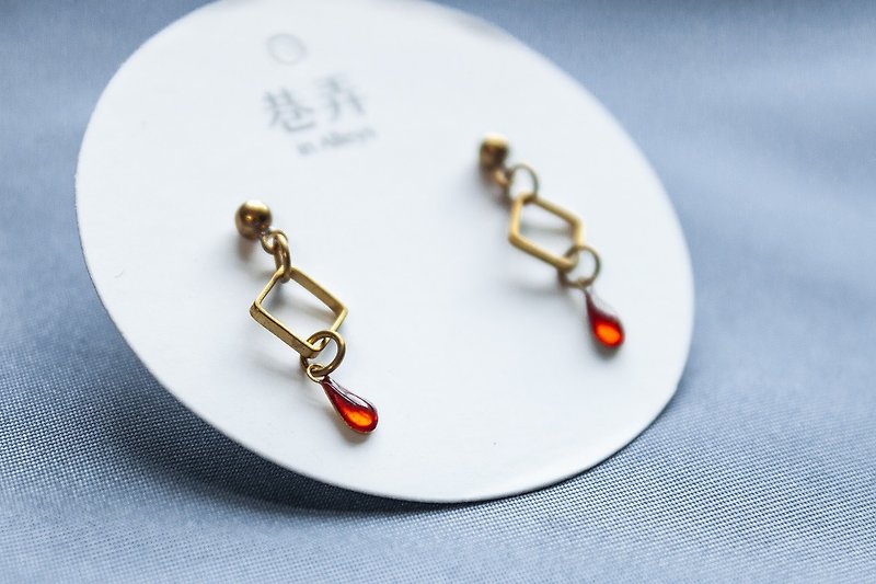 Dripping Crimson drops - earrings pierced earrings clip-on earrings