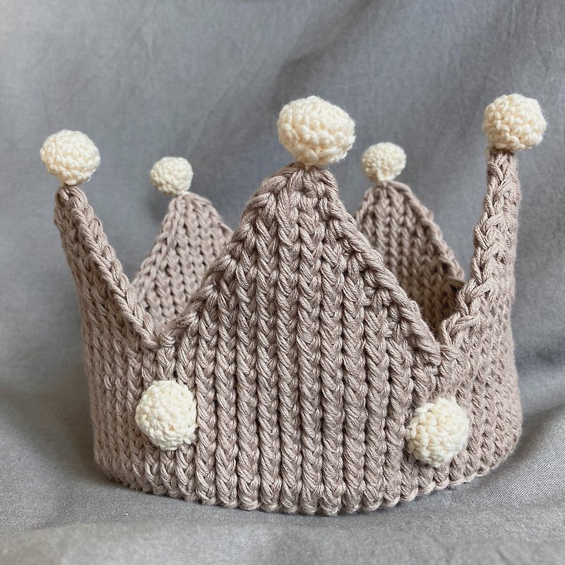 ポンポン誕生日の王冠、男の子の赤ちゃんの王冠、星の王子さまの王冠、新生児のヘッドバンド - 帽子・ヘアバンド - コットン・麻 グレー