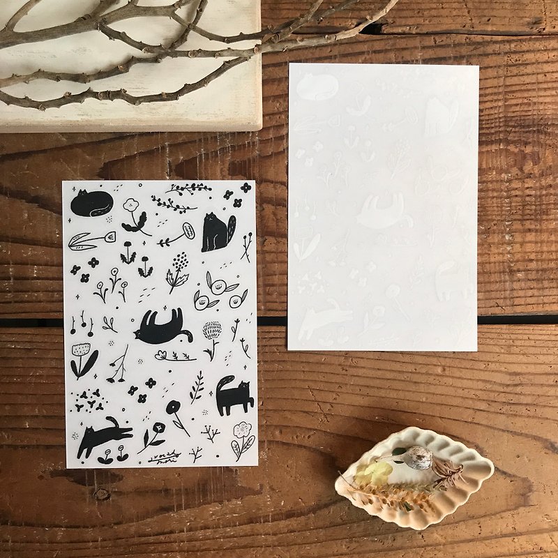 薄暮的貓與花 - 轉印貼紙 - 貼紙 - 紙 