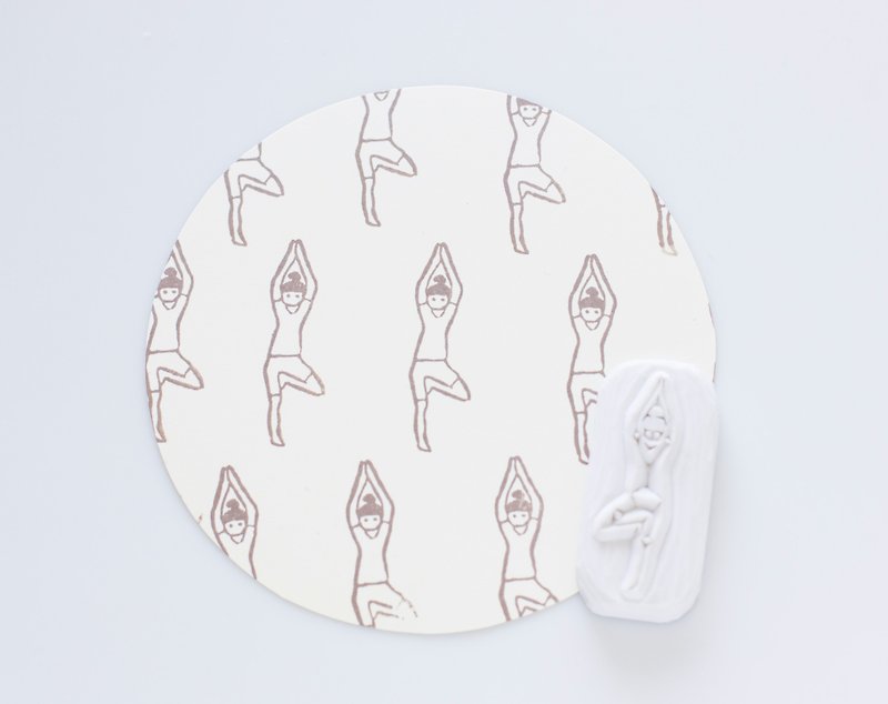 Hand engraved rubber stamp chop Yoga girl yoga stationery-1 - Stamps & Stamp Pads - Rubber White