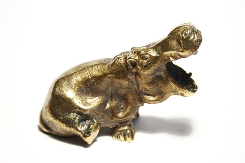 Hippopotamus, hippo realistic bronze statuette, figurine - Items for Display - Copper & Brass 