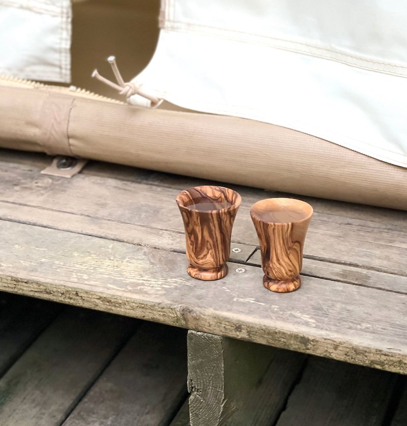 Handcrafted Olive Wood Shot Cup - ถ้วย - ไม้ 