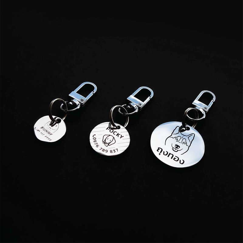 Silver Pet ID tag Thick Chinese Japanese Stainless steel with Easy Hook - Other - Other Metals Silver