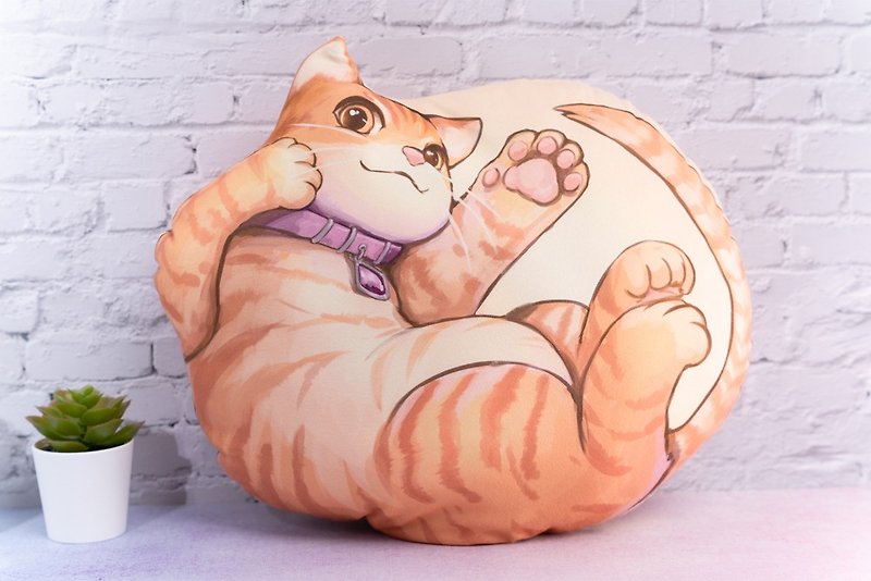 Orange tabby cat coquettish pillow
