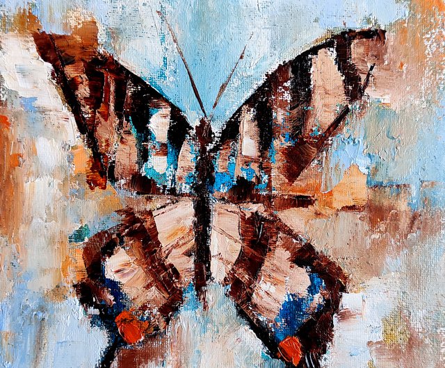 猫と蝶と青。 ペン画 手書き