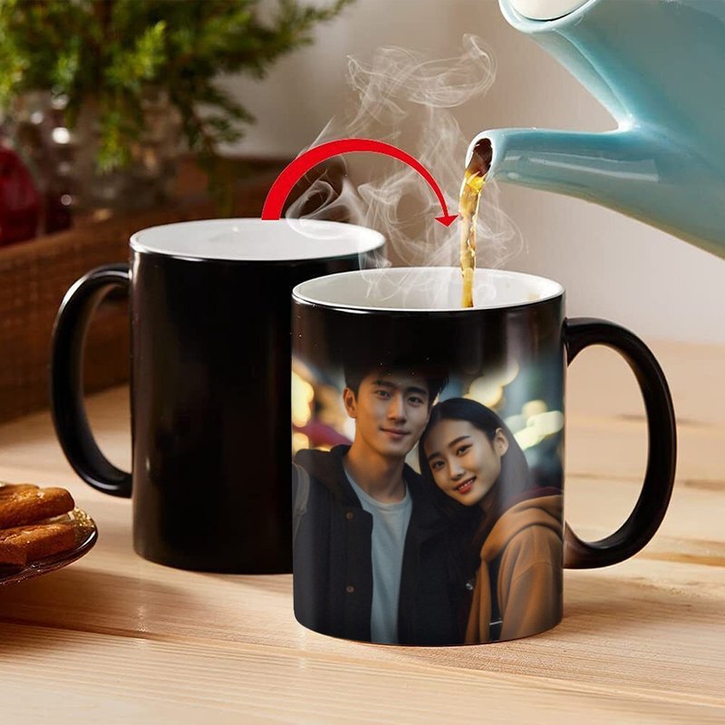 Personalized color-changing mug mug couple ceramic mug surprise gift - Mugs - Pottery 