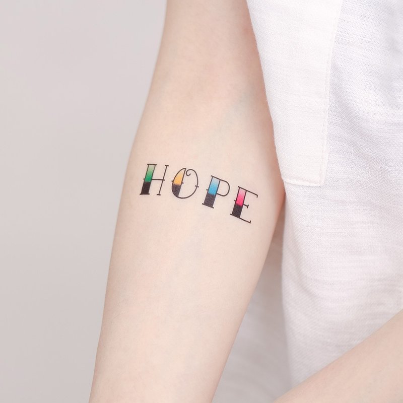 刺青紋身貼紙 -  希望 HOPE 2入 - 紋身貼紙/刺青貼紙 - 紙 多色