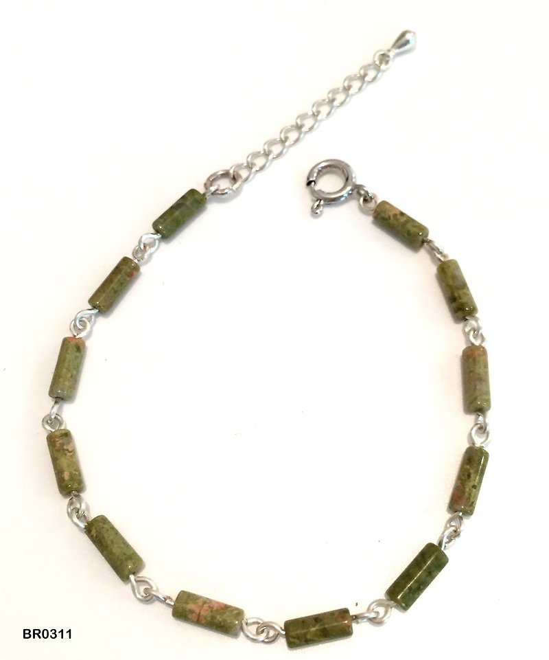 BR0311 - In-house designed and made- Natural semi- Gemstone-Australian rhyolite/sterling silver 925 hand-carved