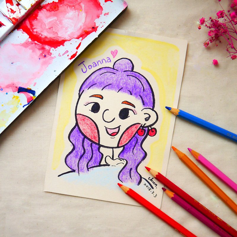 Blush Portrait / Illustrated | Single - Cards & Postcards - Paper Multicolor