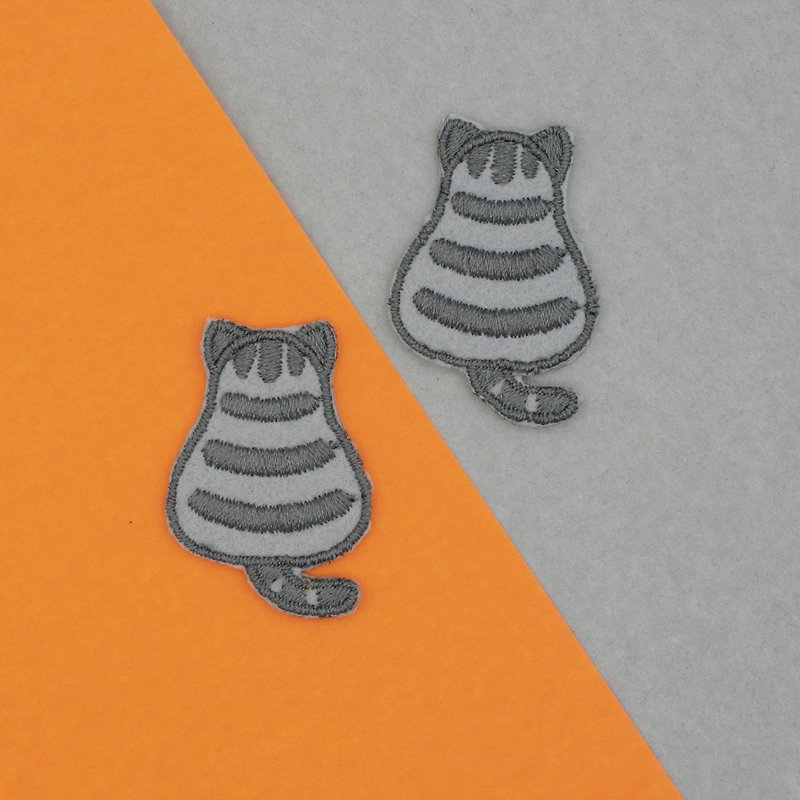 Mini Tabby Cat Iron Patch (Grey)