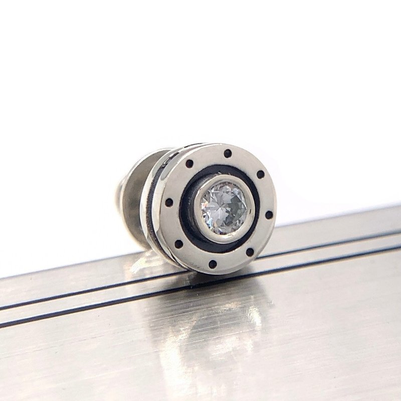 クリア/シルバー925 ピアス/片耳用/シンプル/シルバーアクセサリー メンズ/男性プレゼント/pe16 - 耳環/耳夾/耳骨夾 - 銀 銀色